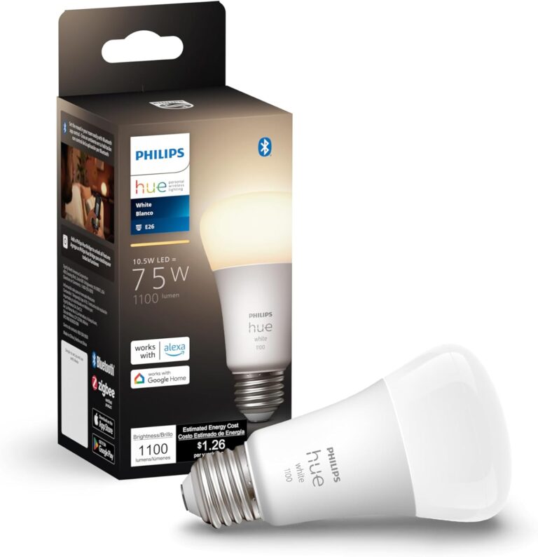 Philips Hue Smart 75W A19 LED Bulb - Soft Warm White Light - 1 Pack - 1100LM - E26 - Indoor - Control with Hue App - Works with Alexa, Google Assistant and Apple Homekit
