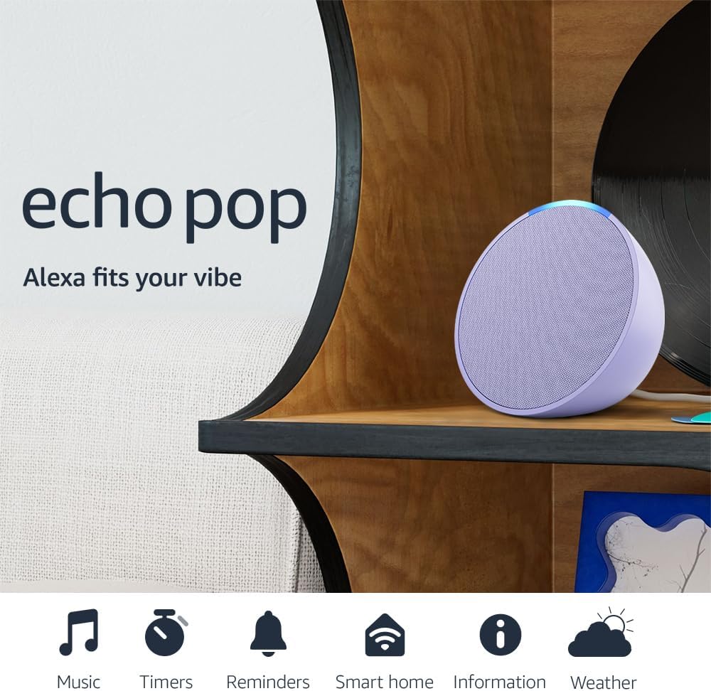 Like-New Amazon Echo Pop (newest model), Our smallest speaker, Designed for Alexa+, Fits in any room, Lavender Bloom Like-New Amazon Echo Pop (newest model), Our smallest speaker, Designed for Alexa+, Fits in any room, Lavender Bloom