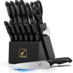 Knife Sets, imarku Kitchen Knife Block Set, 14 Pcs High Carbon Stainless Steel Knife Set, Ultra-Sharp Knives Set for Kitchen with Built-in Sharpener, Dishwasher Safe, New Home Essentials, Black