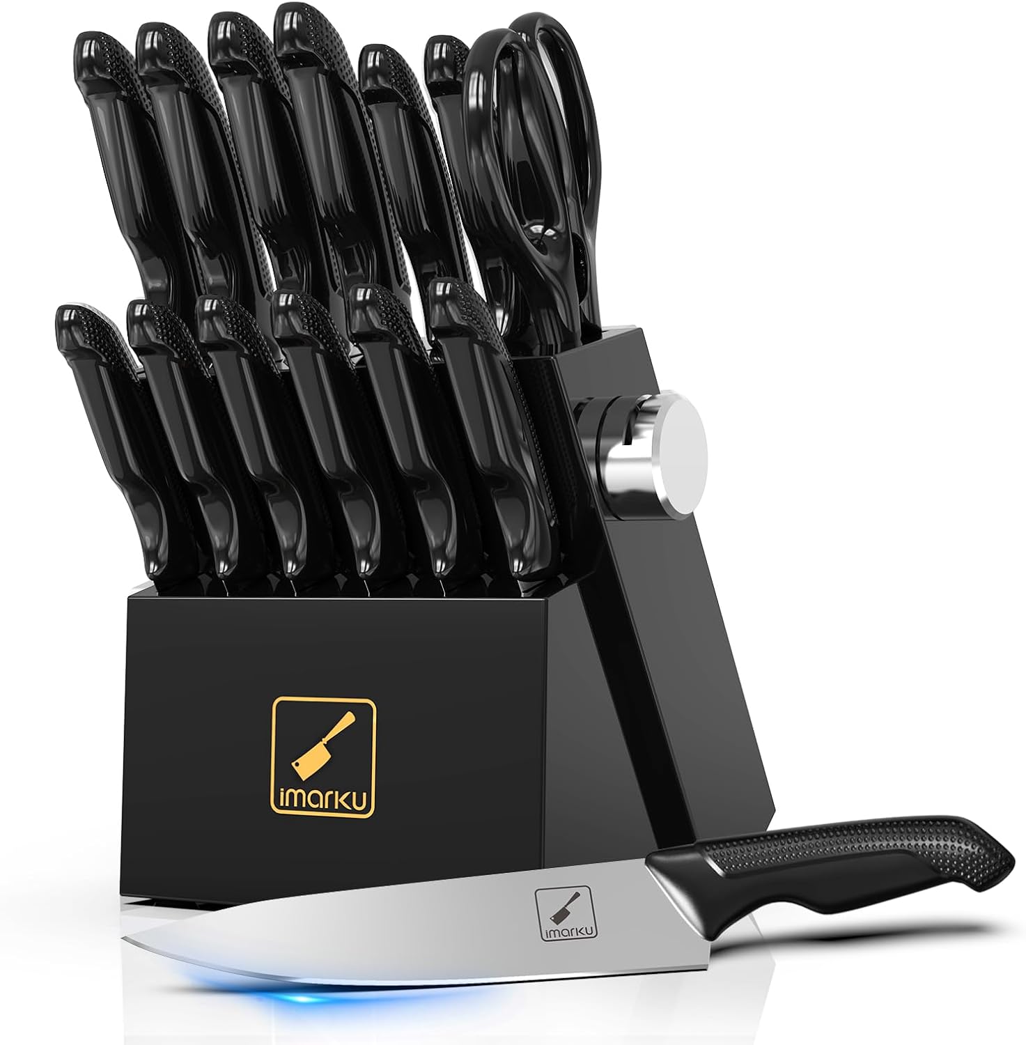 Knife Sets, imarku Kitchen Knife Block Set, 14 Pcs High Carbon Stainless Steel Knife Set, Ultra-Sharp Knives Set for Kitchen with Built-in Sharpener, Dishwasher Safe, New Home Essentials, Black Knife Sets, imarku Kitchen Knife Block Set, 14 Pcs High Carbon Stainless Steel Knife Set, Ultra-Sharp Knives Set for Kitchen with Built-in Sharpener, Dishwasher Safe, New Home Essentials, Black
