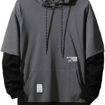 GURUNVANI Contrast Color Pullover Hoodie Mens Patchwork Hoodies Men