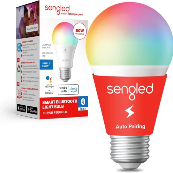 Sengled Smart Light Bulbs, Color Changing Alexa/Bluetooth Mesh, Dimmable LED Bulb A19 E26 Multicolor, High CRI, High Brightness, 8.7W 800LM, 1Pack