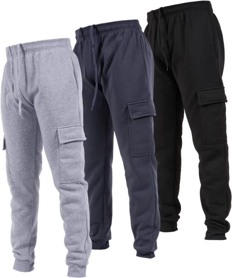 Ultra Performance 3 Pack Mens Sweatpants, Fleece Cargo Joggers for Men with Pockets
