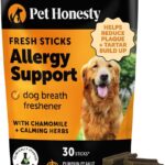 Pet Honesty Allergy Support Fresh Dental Sticks - Dental Treats for Dogs - Dental Dog Chews - Immune Health + Allergy Support for Dogs - Freshen Dog Breath, Reduce Plaque + Tartar - 30 Sticks