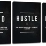 Motivational Office Wall Decor Inspirational Success Canvas Wall Art Hustle Posters Prints Entrepreneur Quote Wall Picture Paintings 3 Pieces Artwork Home Bedroom Framed Easy to Hang(36Wx16H)