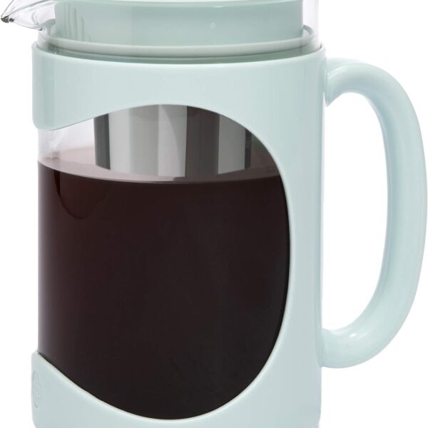 Primula Burke Deluxe Cold Brew Iced Coffee Maker, Comfort Grip Handle, Durable Glass Carafe, Removable Mesh Filter, Perfect 6 Cup Size, Dishwasher Safe, 1.6 qt, Aqua