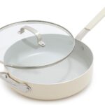 GreenPan x Bobby Flay 4.5QT Nonstick Saute Pan with Glass Lid, PFAS-Free Diamond Ceramic, Induction Suitable, Stay-Cool Silicone Handle, Easy Clean Dishwasher & Oven Safe, Cream
