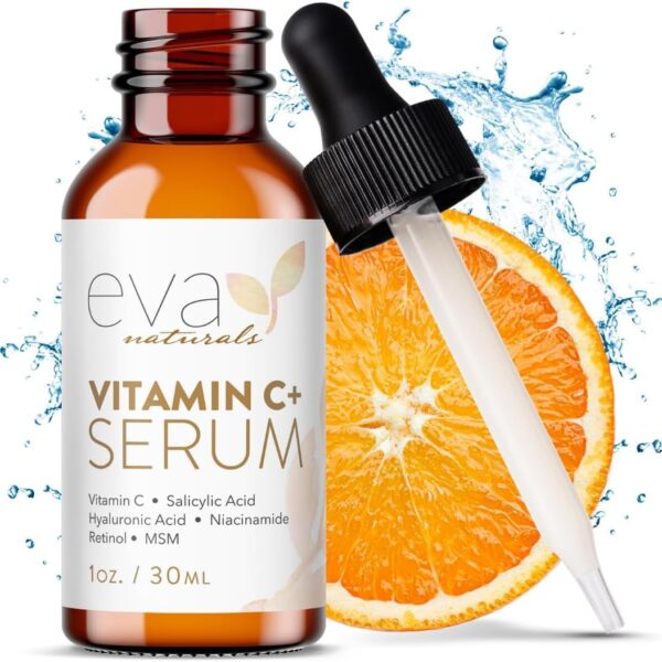 Eva Naturals Vitamin C Serum for Face  Anti Aging Dark Spot Remover with Retinol, Hyaluronic Acid, Niacinamide & Salicylic Acid  Face Serum for Women for Clear, Smooth, Radiant Skin