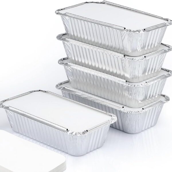 Spare Essentials (55 Pack Aluminum Loaf Pans with Lids 1.5 LB Disposable Bread Tins for Baking, Lunch Containers, Single Serve Baking Dishes - Foil Loaf Pans, Aluminum Bread Pans 7.8 x 4.3 x2 Inches