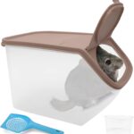 BNOSDM Chinchilla Sand Bath Container Chinchilla Dust Bath Tub Transparent Hamster Toilet Shower Room Plastic Hamster Bathroom Kit with Sand Cup&Scoop for Gerbil Hedgehog Squirrel (Coffee)