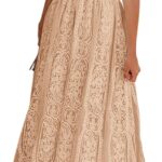 MEROKEETY Women's 2026 V Neck Short Sleeve Floral Lace Wedding Dress A Line Boho Bridesmaid Cocktail Party Maxi Dress