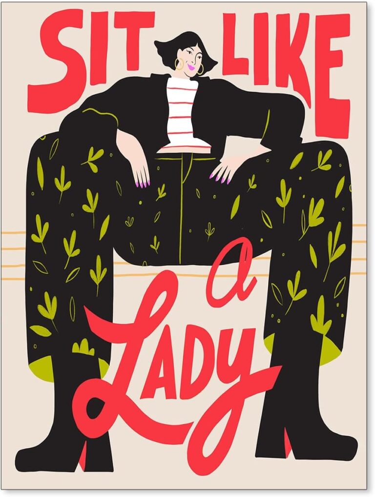 Medpol Funky Feminist Wall Art Vintage Trendy Equal Rights Canvas Poster Modern Girly Sit Like A Lady Prints for Living Room Dorm Bedroom Wall Decor 12x16 inch Unframed