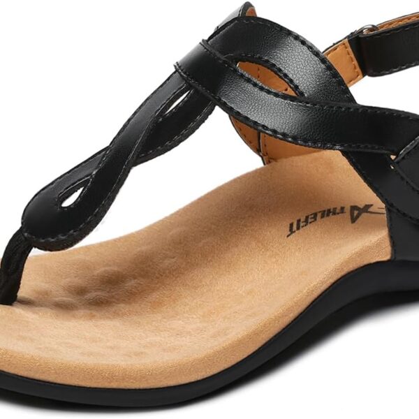 Athlefit Women's Orthopedic Arch Support Sandals Comfortable Thong T-Strap Orthotic Casual Flat Sandals