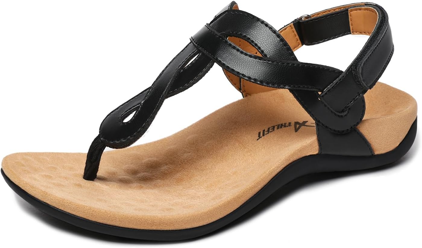 Athlefit Women's Orthopedic Arch Support Sandals Comfortable Thong T-Strap Orthotic Casual Flat Sandals Athlefit Women's Orthopedic Arch Support Sandals Comfortable Thong T-Strap Orthotic Casual Flat Sandals
