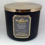 Bath & Body Works White Barn 3-Wick Candle in Mahogany Teakwood High Intensity, Scented