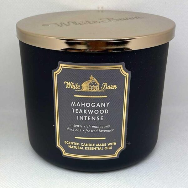 Bath & Body Works White Barn 3-Wick Candle in Mahogany Teakwood High Intensity, Scented