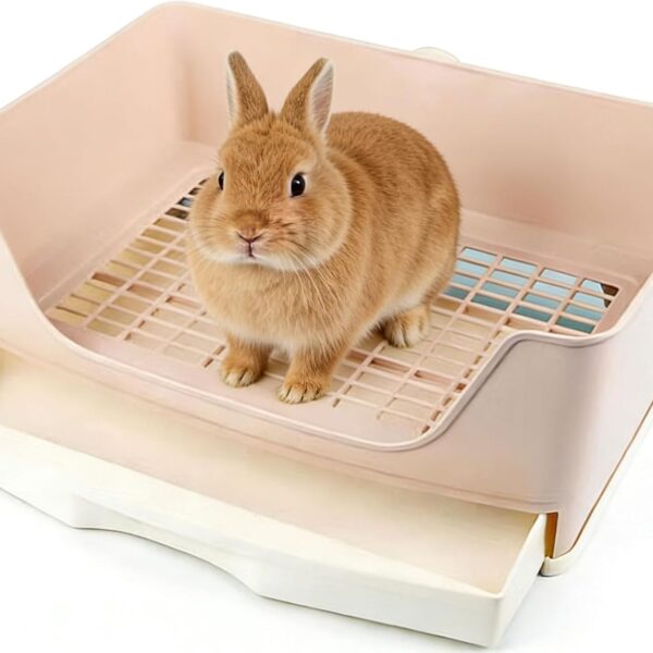 Rabbit Litter Box,Bunny Supplies,Large Pet Litter Pan Trainer with Drawer Corner for Rats Hamsters Ferret Bunny Guinea Pigs Chinchilla Small Animals,Rabbit Cage Accessories for Training Litter Pan