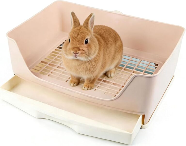 Rabbit Litter Box,Bunny Supplies,Large Pet Litter Pan Trainer with Drawer Corner for Rats Hamsters Ferret Bunny Guinea Pigs Chinchilla Small Animals,Rabbit Cage Accessories for Training Litter Pan