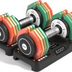Adjustable Dumbbells Set/Single, 12.5LB/22.5LB/55LB 5 in 1 Free Adjustable Dumbbell Set with Anti-Slip Handle & Rainbow-colored Weight Plates for Home Gym, Weight Set for Women Men