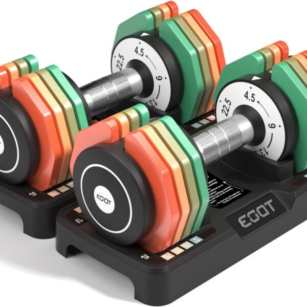 Adjustable Dumbbells Set/Single, 12.5LB/22.5LB/55LB 5 in 1 Free Adjustable Dumbbell Set with Anti-Slip Handle & Rainbow-colored Weight Plates for Home Gym, Weight Set for Women Men