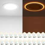 Amico 20 Pack 6 Inch 5CCT LED Recessed Ceiling Light with Night Light, 2700K/3000K/3500K/4000K/5000K Selectable Ultra-Thin Recessed Lighting, 12W=110W, 1100LM, Dimmable Canless Wafer Downlight ETL&FCC