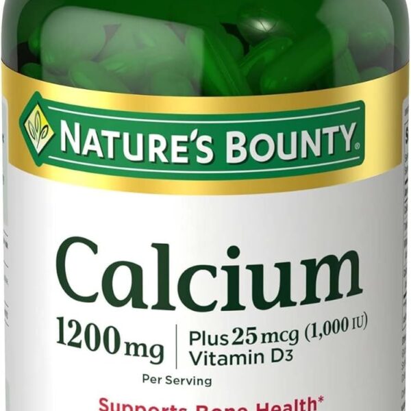 Nature's Bounty Calcium Carbonate & Vitamin D, 1200mg Calcium & 1000IU Vitamin D3, 120 Softgels,
