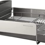 KitchenAid Large Capacity, Fully Size Self Draining Rust Resistatant Satin Coated Dish Rack with Removable Flatware Caddy 20.47-Inch, Gray