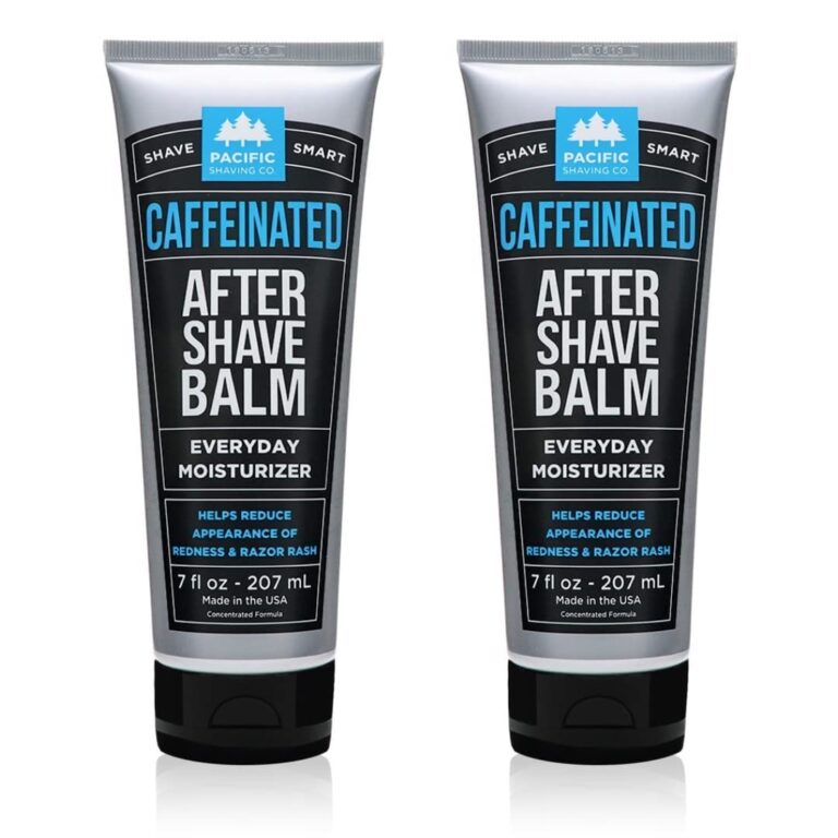 Pacific Shaving Company Caffeinated Aftershave, Men's Grooming Product - Antioxidant Daily Face Lotion + After Shave - Spearmint Post Shave Balm for Sensitive Skin (7 Fl Oz, 2 Pack)