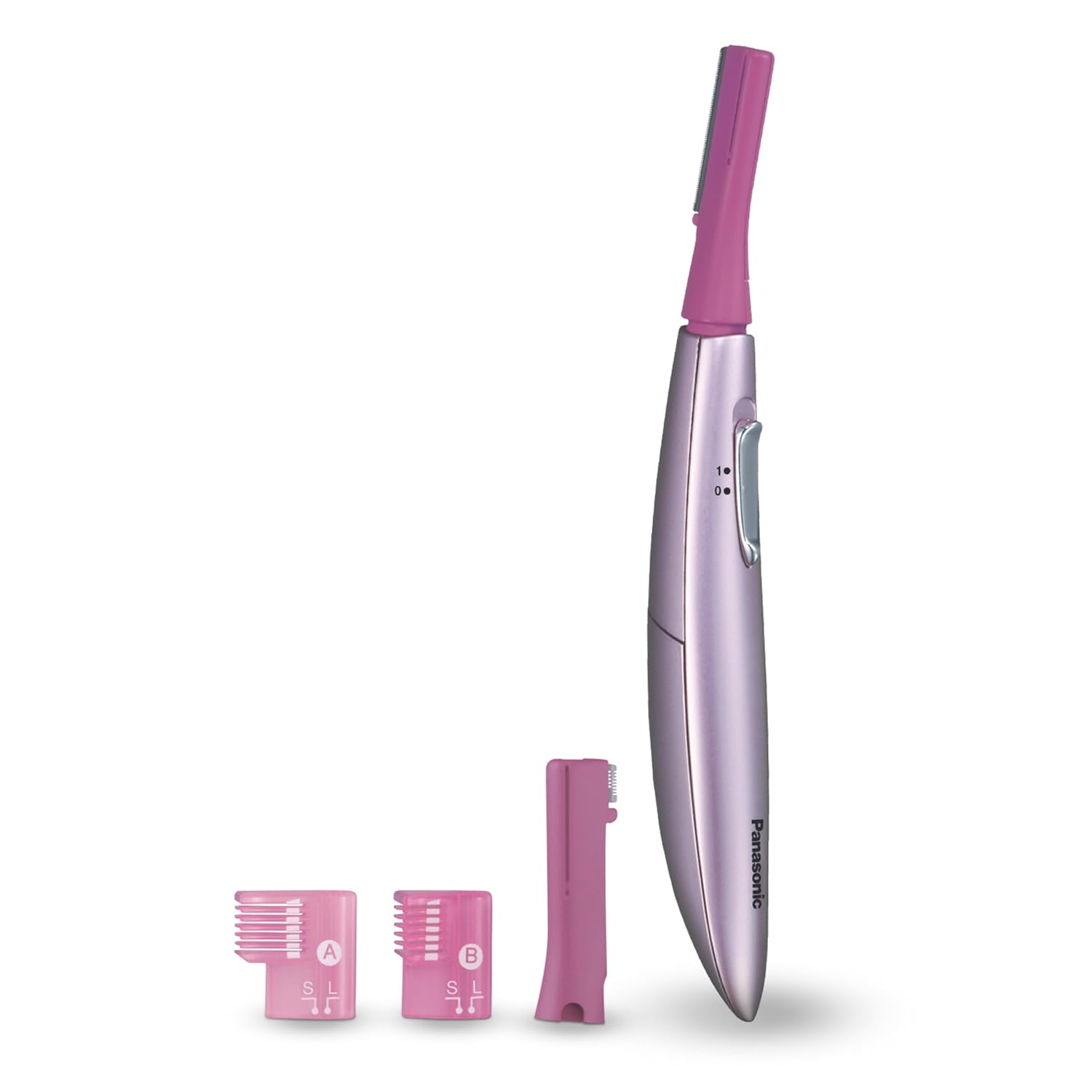 Panasonic Womens Facial Hair Remover and Eyebrow Trimmer with Pivoting Head, Includes 2 Gentle Blades for Brow and Face and 2 Eyebrow Trim Attachments, Battery-Operated ES2113PC Panasonic Womens Facial Hair Remover and Eyebrow Trimmer with Pivoting Head, Includes 2 Gentle Blades for Brow and Face and 2 Eyebrow Trim Attachments, Battery-Operated ES2113PC