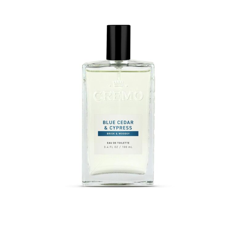 Cremo Cologne For Men - Blue Cedar & Cypress Mens Cologne Spray, A Woodsy Scent with Notes of Lemon Leaf, Cypress and Cedar, Multi-Layered Signature Men's Fragrances, 3.4 Fl Oz