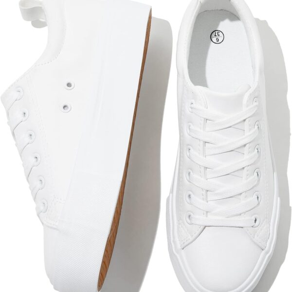 SERNIAL Womens White Platform Sneakers PU Leather Platform Shoes Walking Shoes for Women
