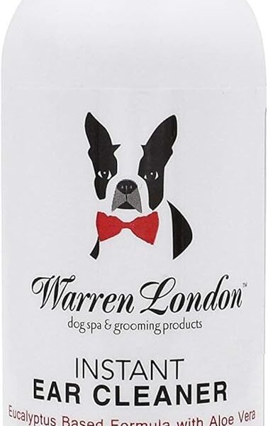 Warren London Ear Cleaner for Dogs & Cats 4 oz | Instant Aloe & Eucalyptus Ear Wash Solution  Cleans, Deodorizes, Soothes Itchy Ears, Prevents Wax & Odor | Puppy & Kitten Safe | Made in USA | 4oz