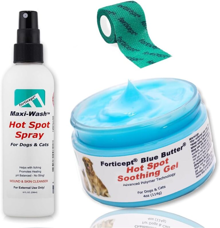 Forticept Hot Spot Treatment and Wound Care Kit for Dogs&Cats |Hotspot Wound Wash Spray 8oz + Wound Care Ointment 4oz + 2" 5 Yards Wound and Paw Bandage Wrap | First Aid Kit