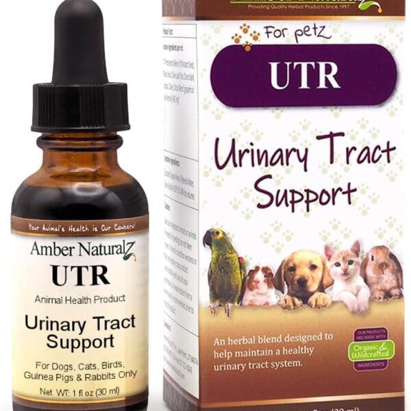 Amber NaturalZ UTR Urinary Tract Herbal Supplement for Dogs, Cats, Birds, Guinea Pigs, and Rabbits | Pet Herbal Supplement for Bladder Support | 1 Fluid Ounce Glass Bottle | Manufactured in The USA