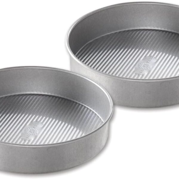 USA Pan Bakeware Round Cake Pan, 9 inch, Nonstick & Quick Release Coating, Made in the USA from Aluminized Steel, Set of 2