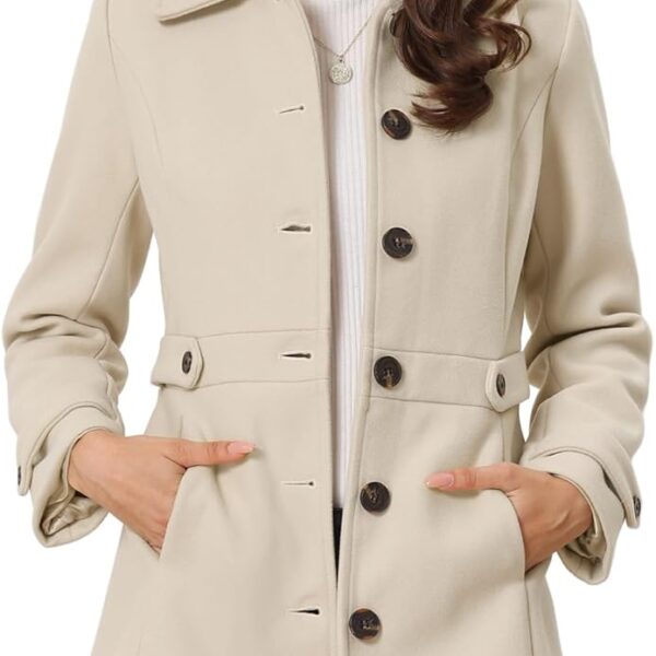 Allegra K Women's Winter Classic Outwear Overcoat with Pockets Single Breasted Pea Coat
