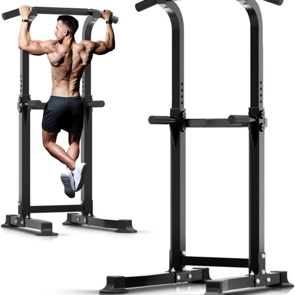 ZENOVA Pull Up Bar Dip Bar Squat Rack Workout Dip Station Height Adjustable Free Standing Chin Up Bar
