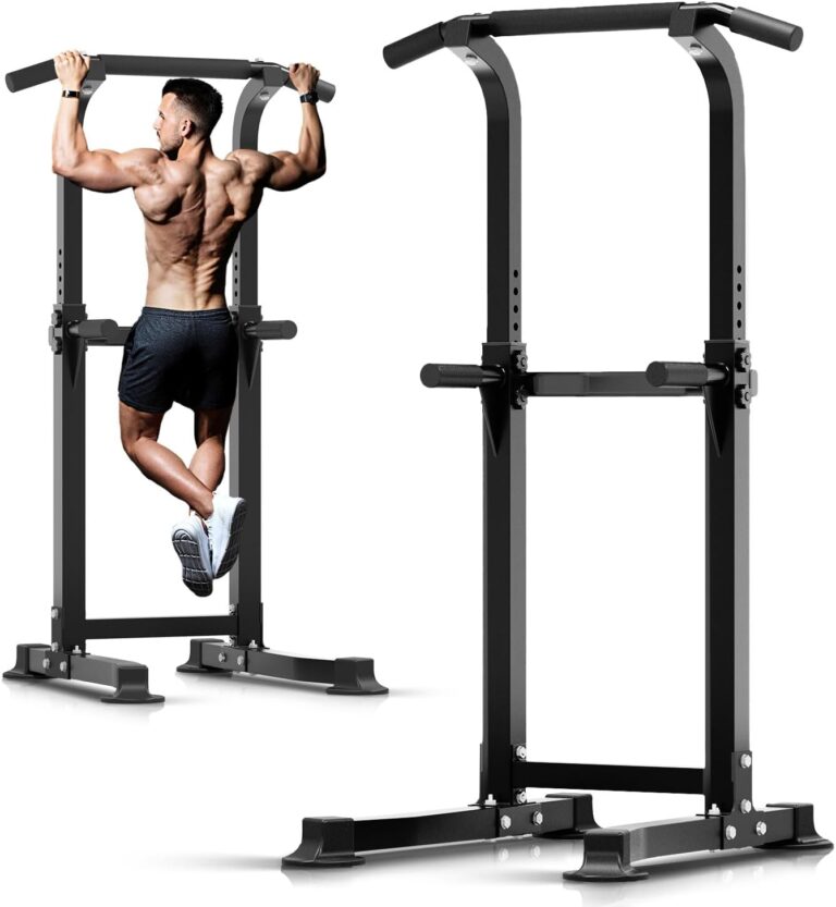 ZENOVA Pull Up Bar Dip Bar Squat Rack Workout Dip Station Height Adjustable Free Standing Chin Up Bar