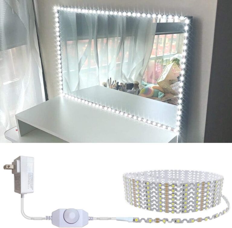 13ft/4M Led Vanity Mirror Lights Kit Bendable NO Need to Cut Vanity Make-up Mirror Cloakroom Adjustable Flexible Strip Light Table Set with Dimmer and Power Supply