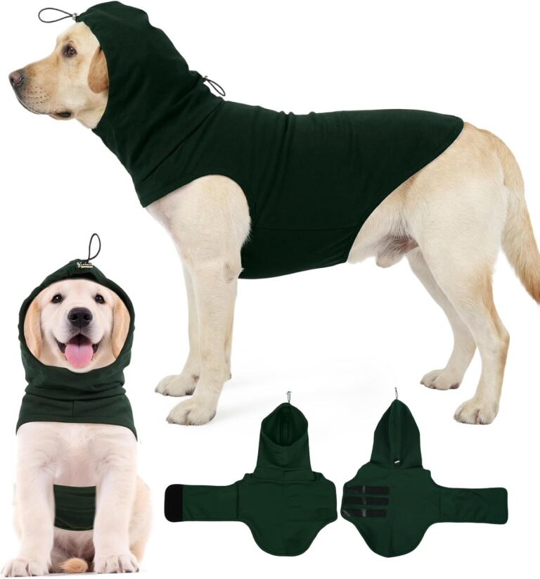 MIGOHI XL Dog Anxiety Calming Vest for Fireworks, Storms, Travel, Separation, Stretchable Calming Hoodie for Dogs Anxiety, Adjustable Head Wrap to Calm Down Dogs, XL,DarkGreen