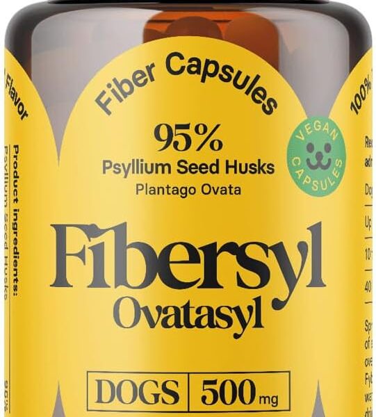 FiberSyl Ovatasyl Prebiotics for Dogs Digestive Health - Dog Fiber Supplements for Constipation Relief & Support - Psyllium Husk Seed for Dog' Digestion Problems - Dog Stool Hardener - 60 Capsules