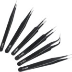 6 Pcs Precision Tweezers Set, Premium Anti-Static Stainless Steel Tweezer, ESD Curved of Tweezers for Electronics, Craft, Laboratory Work, Jewelry-Making, etc