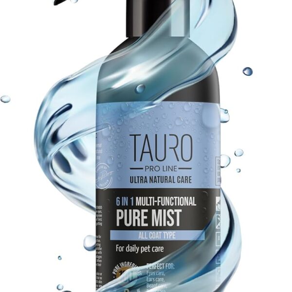 Tauro Pro Line 6in1 Natural Tear Stain Remover for Dogs - Alkaline Water Spray for Eyes, Ears & Coat, Safe for Cat, Puppy & Other Pet (Pure Mist - 8.5 Fl Oz)