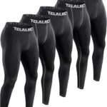 TELALEO 5 Pack Men's Compression Pants for Workout, Running,Basketball,Football-Sports Baselayer Leggings