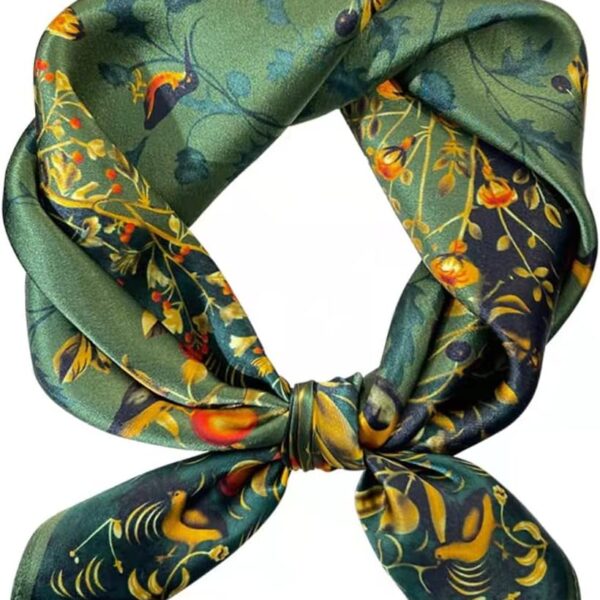 ANDANTINO 100% Mulberry Silk Square Scarf for Hair-25.6" X25.6'' Women Men Natural Silk Neckerchief Digital Printed Headscarf
