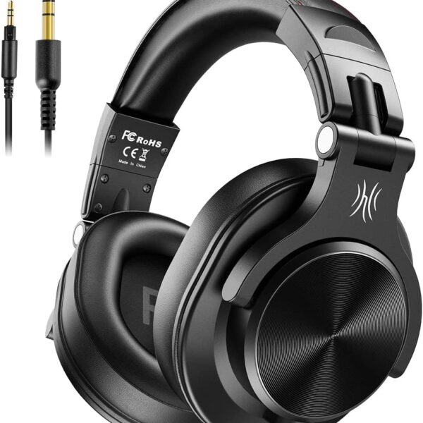 OneOdio A71 Hi-Res Studio Recording Headphones - Wired Over Ear Headphones with SharePort, Monitoring Mixing Foldable Headset with Stereo Sound, 3.5/6.35MM Jack for PC Computer DJ Guitar-Black