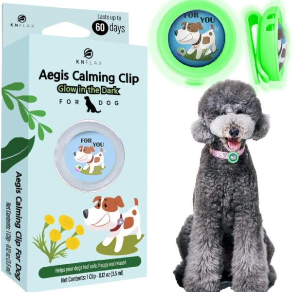 KN FLAX Aegis Calming Clip for Dogs (Glow-in-The-Dark), Anxiety Relief Pheromone Diffuser [Made in Korea], Lasts 60 Days, Reducing Stress During Loud Noises and Separation for All Sized Dog (for U)