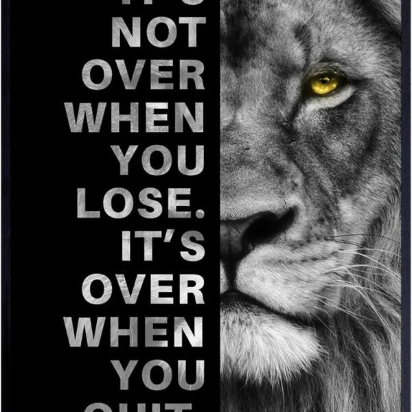 Office Wall Art For Men 11x14 - Inspirational Wall Decor - Motivational quote - positive affirmation Wall Art - Gym Motivation Poster - Man cave Wall Decorations - Lion Print - LARGE Unframed