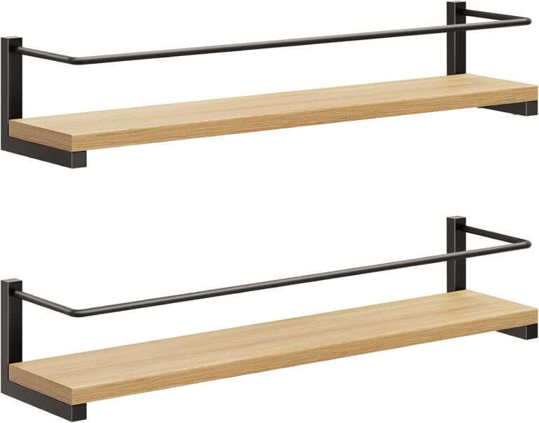 OROPY Spice Rack Wall Mounted, Rustic Wood Hanging Rack for Over The Stove, Kitchen Wall, 2 Pack | Hanging Rack, for Over The Stove, Kitchen Wall