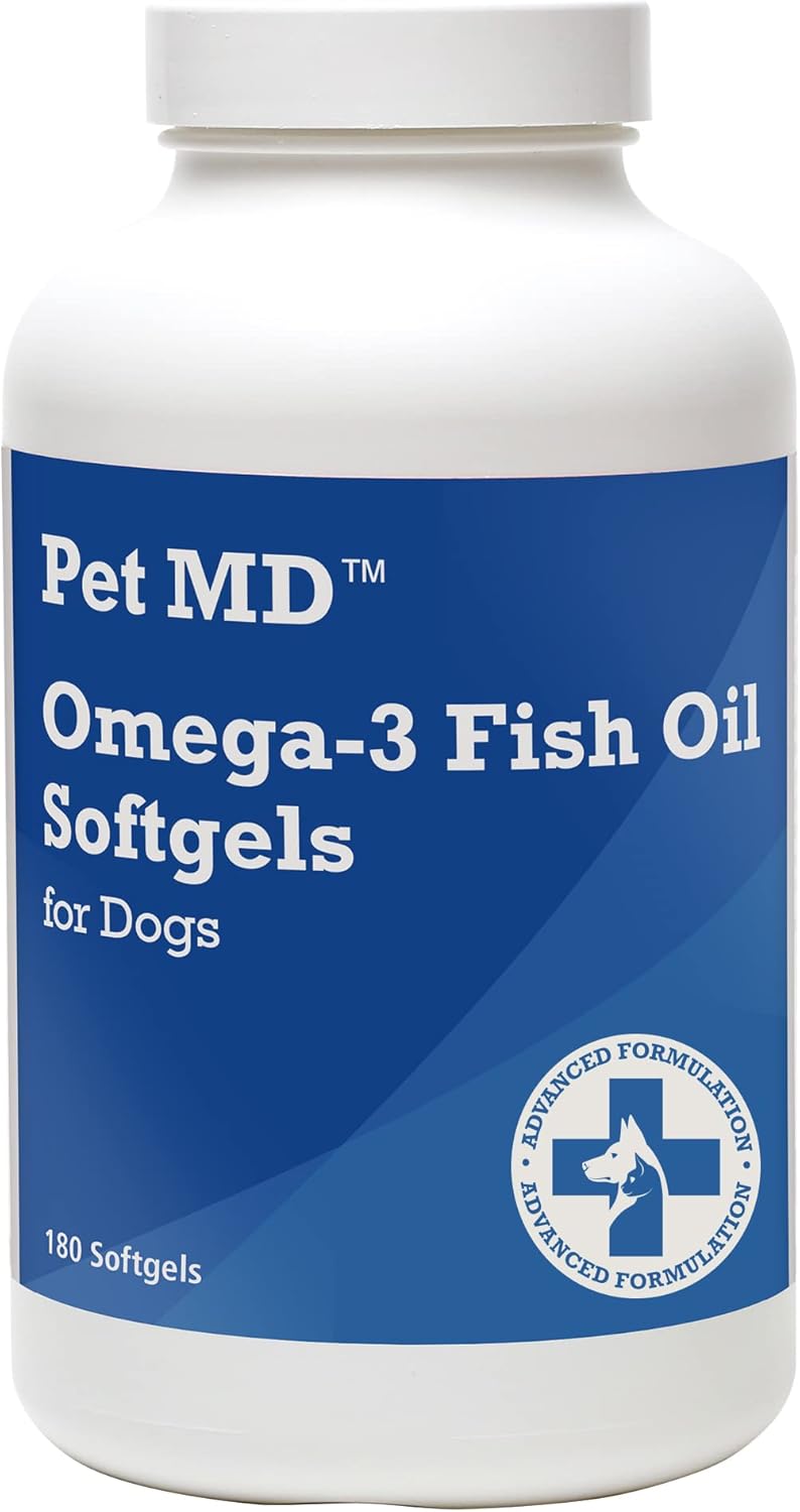 Pet MD Omega 3 Fish Oil Supplement for Dogs Skin and Coat Support for Dogs 180 Softgels Pet MD Omega 3 Fish Oil Supplement for Dogs Skin and Coat Support for Dogs 180 Softgels